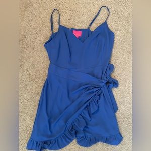 Lilly Pulitzer Alisa Wrap Dress Borealis Blue Size 16